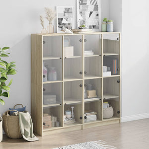 vidaXL Bookcase with Doors Sonoma Oak 136x37x142 cm Engineered Wood