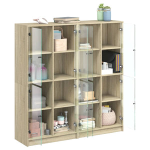 vidaXL Bookcase with Doors Sonoma Oak 136x37x142 cm Engineered Wood