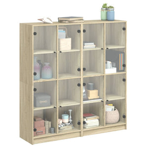 vidaXL Bookcase with Doors Sonoma Oak 136x37x142 cm Engineered Wood