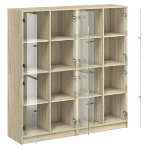 vidaXL Bookcase with Doors Sonoma Oak 136x37x142 cm Engineered Wood