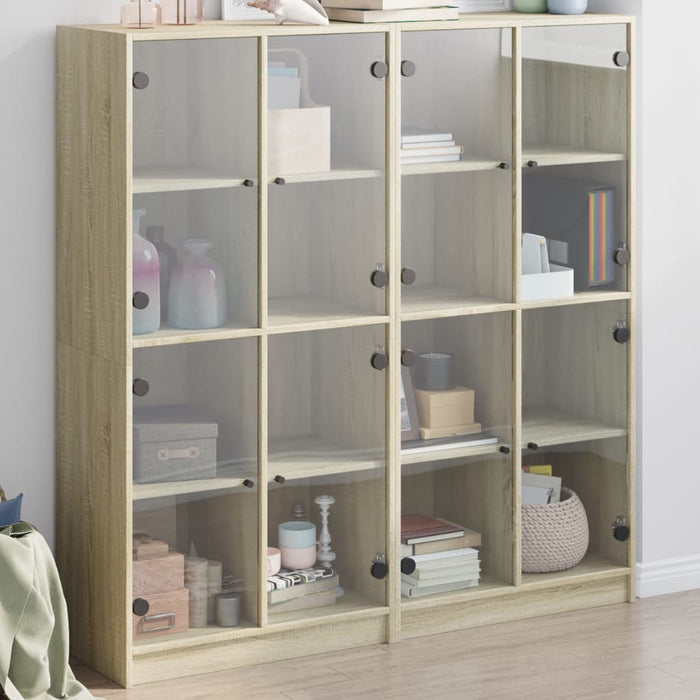 vidaXL Bookcase with Doors Sonoma Oak 136x37x142 cm Engineered Wood