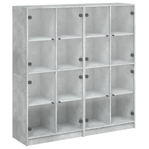 vidaXL Bookcase with Doors Concrete Grey 136x37x142 cm Engineered Wood