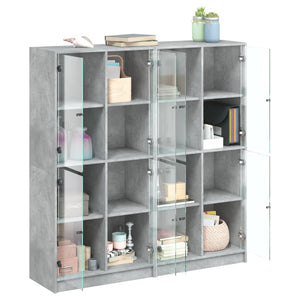 vidaXL Bookcase with Doors Concrete Grey 136x37x142 cm Engineered Wood