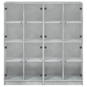 vidaXL Bookcase with Doors Concrete Grey 136x37x142 cm Engineered Wood