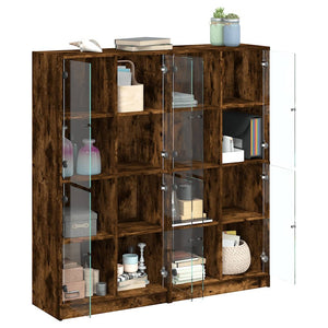 vidaXL Bookcase with Doors Smoked Oak 136x37x142 cm Engineered Wood