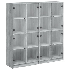 vidaXL Bookcase with Doors Grey Sonoma 136x37x142 cm Engineered Wood