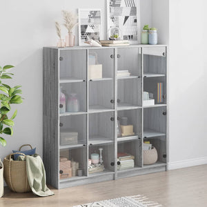 vidaXL Bookcase with Doors Grey Sonoma 136x37x142 cm Engineered Wood