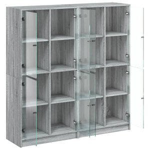 vidaXL Bookcase with Doors Grey Sonoma 136x37x142 cm Engineered Wood