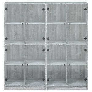 vidaXL Bookcase with Doors Grey Sonoma 136x37x142 cm Engineered Wood