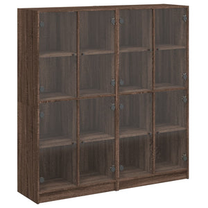 vidaXL Bookcase with Doors Brown Oak 136x37x142 cm Engineered Wood