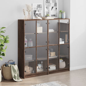 vidaXL Bookcase with Doors Brown Oak 136x37x142 cm Engineered Wood