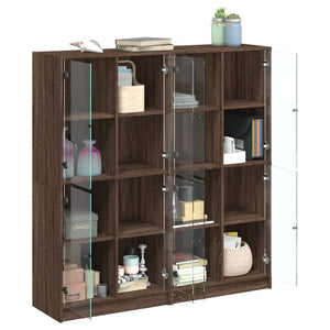 vidaXL Bookcase with Doors Brown Oak 136x37x142 cm Engineered Wood