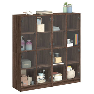 vidaXL Bookcase with Doors Brown Oak 136x37x142 cm Engineered Wood