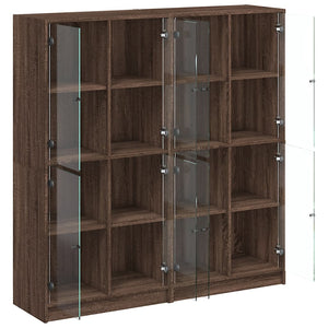 vidaXL Bookcase with Doors Brown Oak 136x37x142 cm Engineered Wood