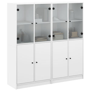 vidaXL Bookcase with Doors White 136x37x142 cm Engineered Wood