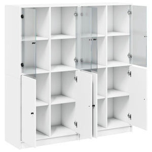 vidaXL Bookcase with Doors White 136x37x142 cm Engineered Wood