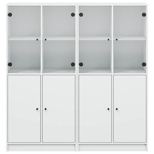 vidaXL Bookcase with Doors White 136x37x142 cm Engineered Wood