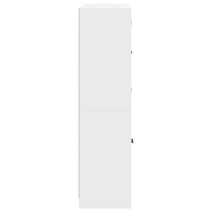 vidaXL Bookcase with Doors White 136x37x142 cm Engineered Wood