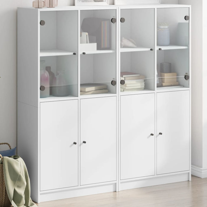 vidaXL Bookcase with Doors White 136x37x142 cm Engineered Wood