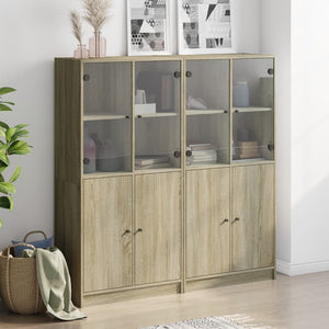 vidaXL Bookcase with Doors Sonoma Oak 136x37x142 cm Engineered Wood