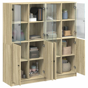 vidaXL Bookcase with Doors Sonoma Oak 136x37x142 cm Engineered Wood