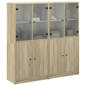 vidaXL Bookcase with Doors Sonoma Oak 136x37x142 cm Engineered Wood