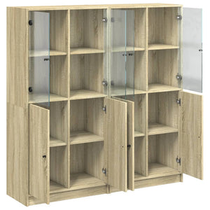 vidaXL Bookcase with Doors Sonoma Oak 136x37x142 cm Engineered Wood