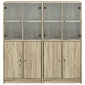 vidaXL Bookcase with Doors Sonoma Oak 136x37x142 cm Engineered Wood