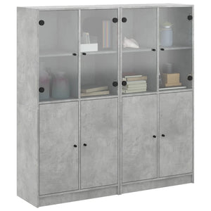 vidaXL Bookcase with Doors Concrete Grey 136x37x142 cm Engineered Wood