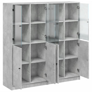 vidaXL Bookcase with Doors Concrete Grey 136x37x142 cm Engineered Wood