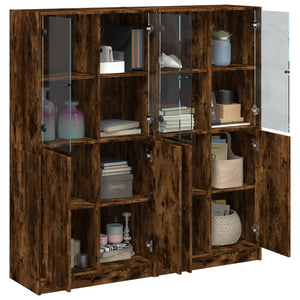 vidaXL Bookcase with Doors Smoked Oak 136x37x142 cm Engineered Wood