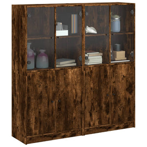 vidaXL Bookcase with Doors Smoked Oak 136x37x142 cm Engineered Wood