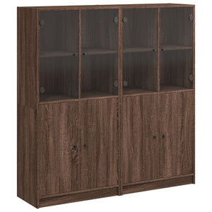 vidaXL Bookcase with Doors Brown Oak 136x37x142 cm Engineered Wood