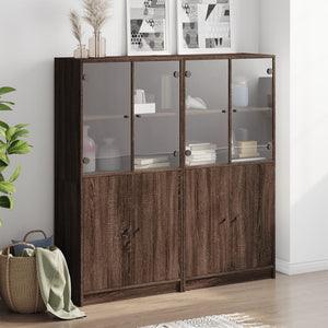 vidaXL Bookcase with Doors Brown Oak 136x37x142 cm Engineered Wood