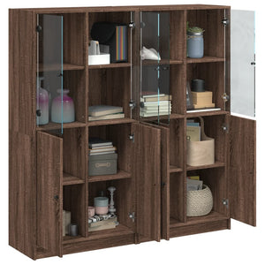 vidaXL Bookcase with Doors Brown Oak 136x37x142 cm Engineered Wood