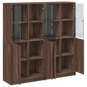 vidaXL Bookcase with Doors Brown Oak 136x37x142 cm Engineered Wood