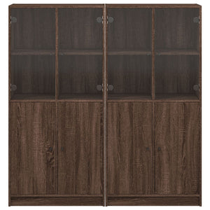 vidaXL Bookcase with Doors Brown Oak 136x37x142 cm Engineered Wood