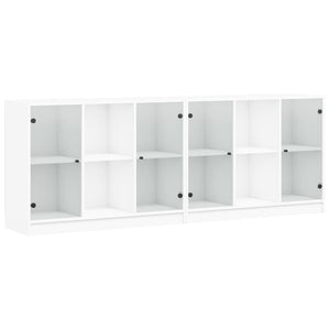 vidaXL Bookcase with Doors White 204x37x75 cm Engineered Wood