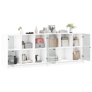 vidaXL Bookcase with Doors White 204x37x75 cm Engineered Wood