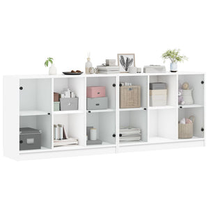 vidaXL Bookcase with Doors White 204x37x75 cm Engineered Wood