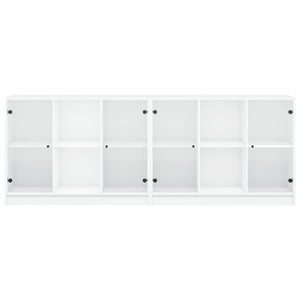 vidaXL Bookcase with Doors White 204x37x75 cm Engineered Wood