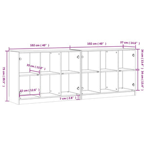 vidaXL Bookcase with Doors White 204x37x75 cm Engineered Wood