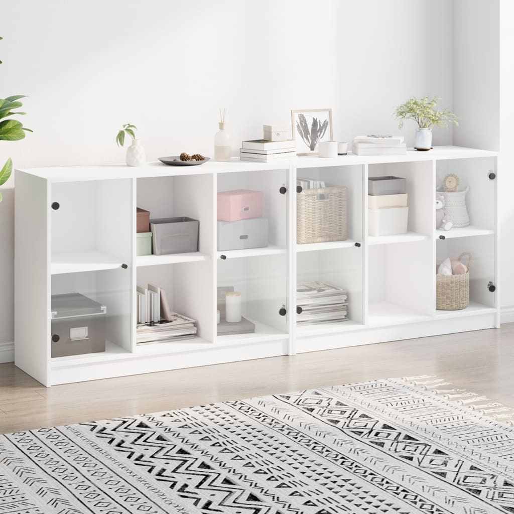 vidaXL Bookcase with Doors White 204x37x75 cm Engineered Wood