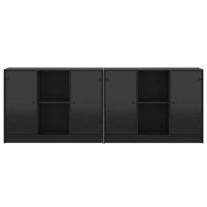 vidaXL Bookcase with Doors Black 204x37x75 cm Engineered Wood