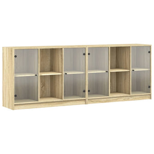 vidaXL Bookcase with Doors Sonoma Oak 204x37x75 cm Engineered Wood