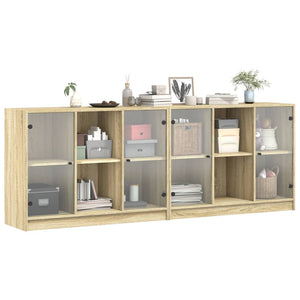 vidaXL Bookcase with Doors Sonoma Oak 204x37x75 cm Engineered Wood