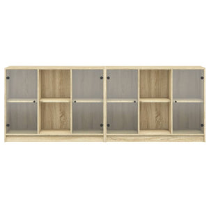 vidaXL Bookcase with Doors Sonoma Oak 204x37x75 cm Engineered Wood