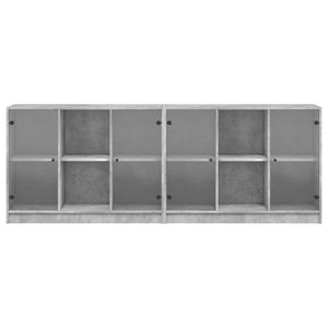 vidaXL Bookcase with Doors Concrete Grey 204x37x75 cm Engineered Wood