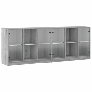 vidaXL Bookcase with Doors Grey Sonoma 204x37x75 cm Engineered Wood