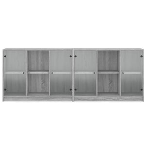 vidaXL Bookcase with Doors Grey Sonoma 204x37x75 cm Engineered Wood